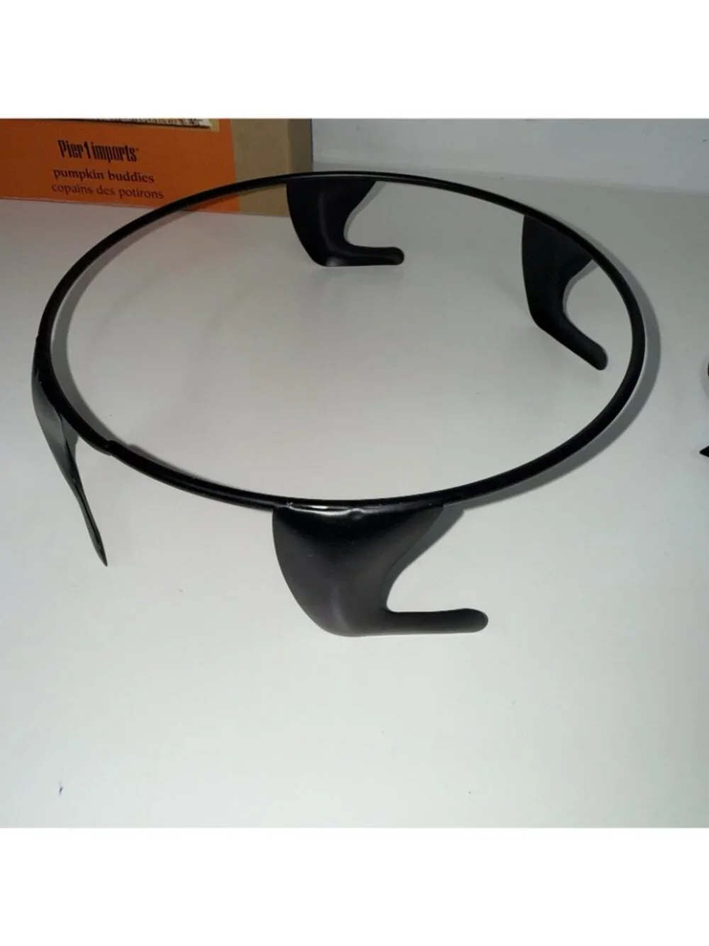 Pier 1 Imports Pumpkin Buddies Black Cat Metal Halloween Jack O'Lantern Stand